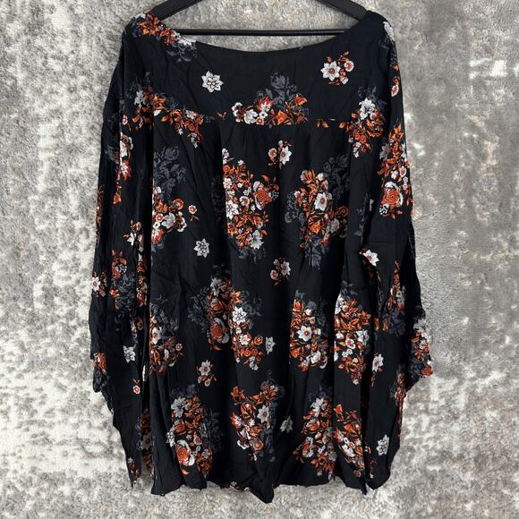 Torrid Plus Size 4X Whimsigoth Floral Print V Neck Casual Top Long Sleeve - Picture 3 of 7